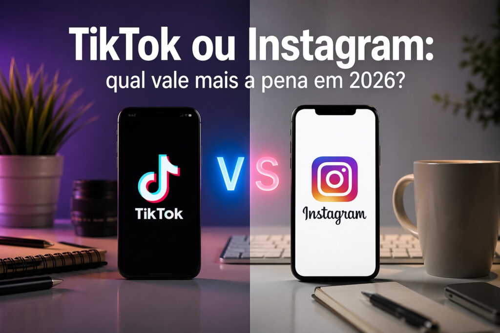 TikTok ou Instagram em 2026 comparação entre plataformas para crescimento nas redes sociais com destaque para aplicativos em smartphones