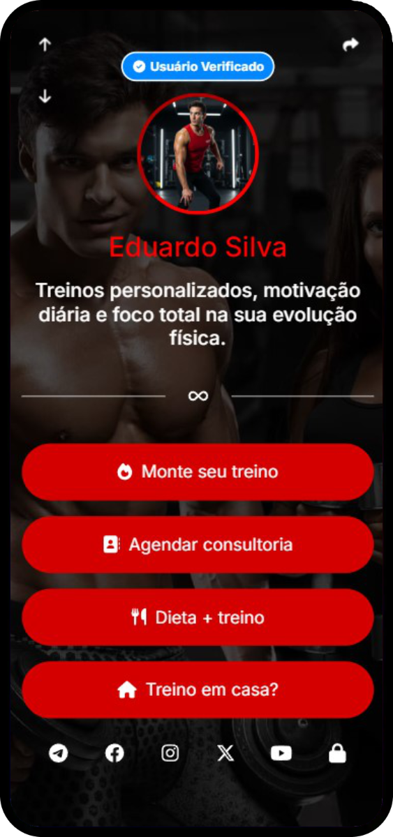 Captura de tela de exemplos de página de biolink