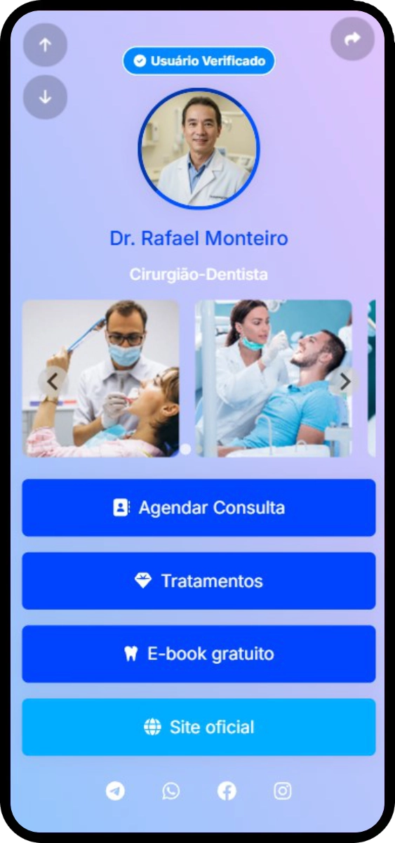 Captura de tela de exemplos de página de biolink